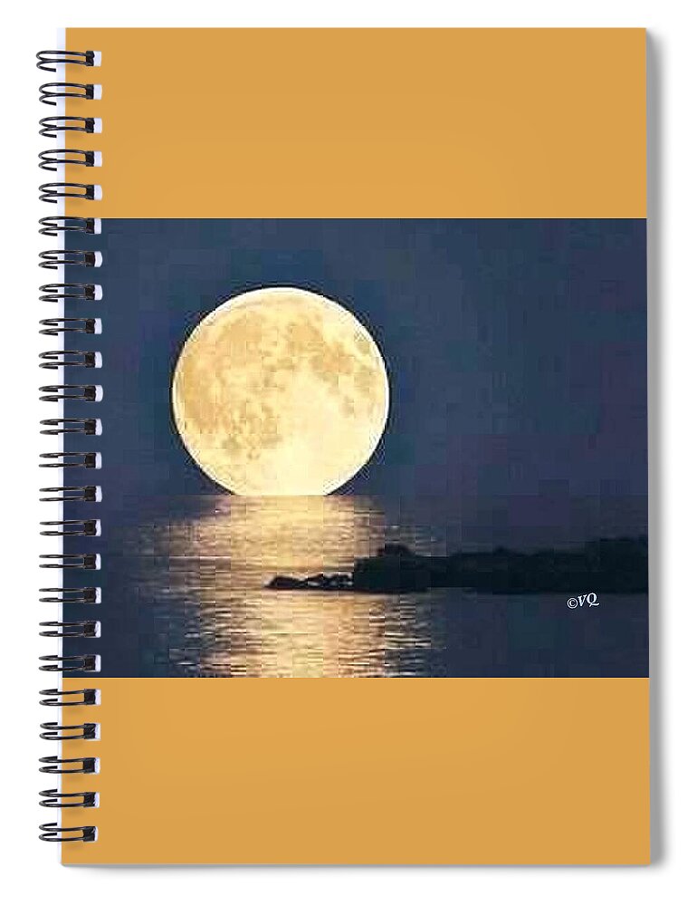 Moonrise Over Tranquil Waters - Spiral Notebook