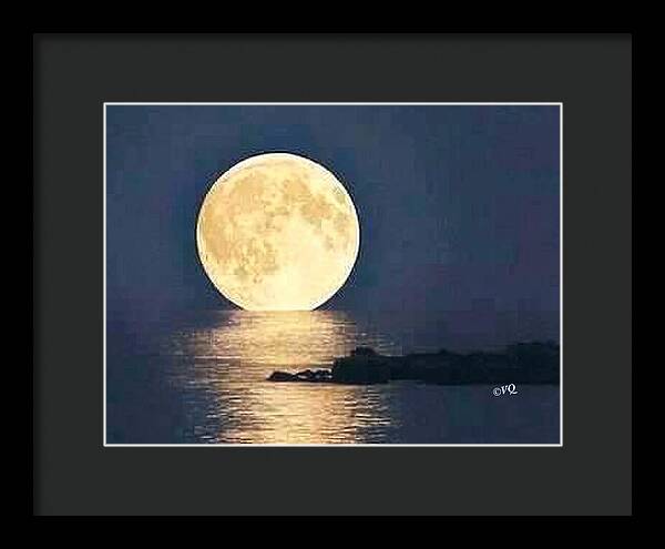 Moonrise Over Tranquil Waters - Framed Print
