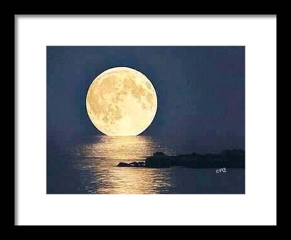 Moonrise Over Tranquil Waters - Framed Print