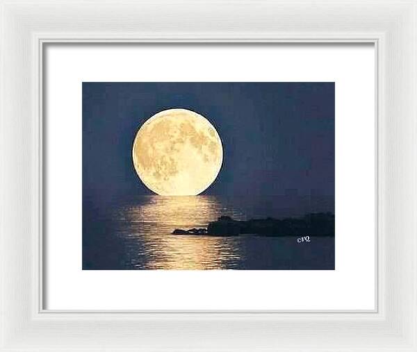 Moonrise Over Tranquil Waters - Framed Print