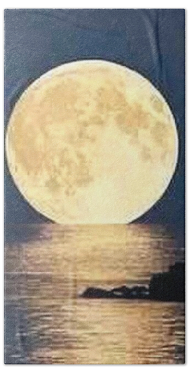 Moonrise Over Tranquil Waters - Beach Towel