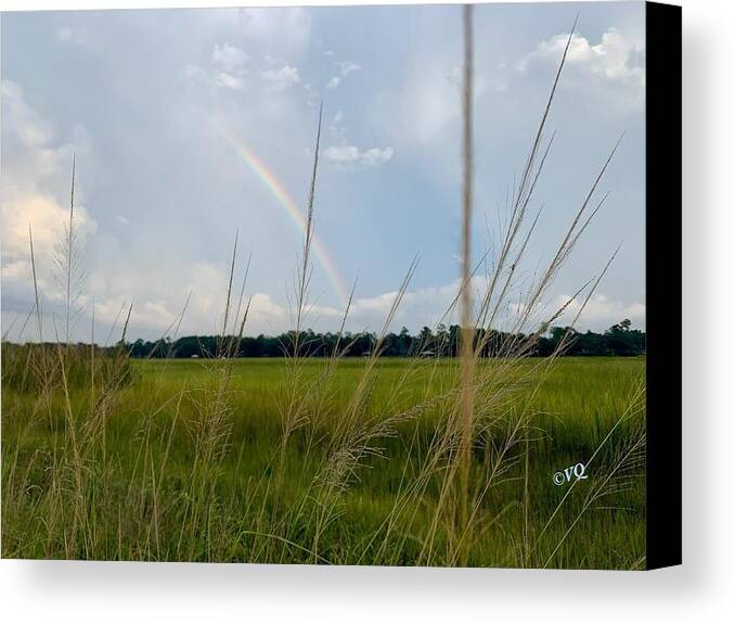 Rainbow Over Peaceful Meadow - Canvas Print