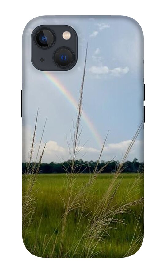 Rainbow Over Peaceful Meadow - Phone Case