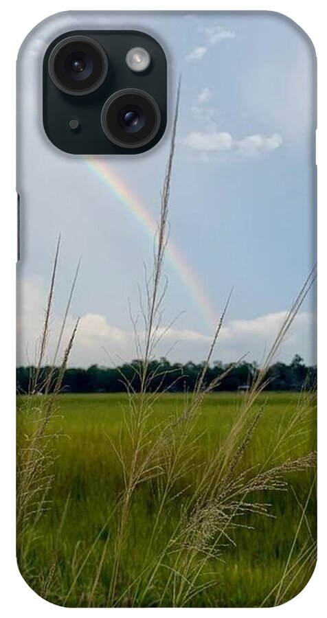 Rainbow Over Peaceful Meadow - Phone Case
