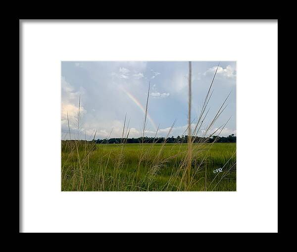 Rainbow Over Peaceful Meadow - Framed Print