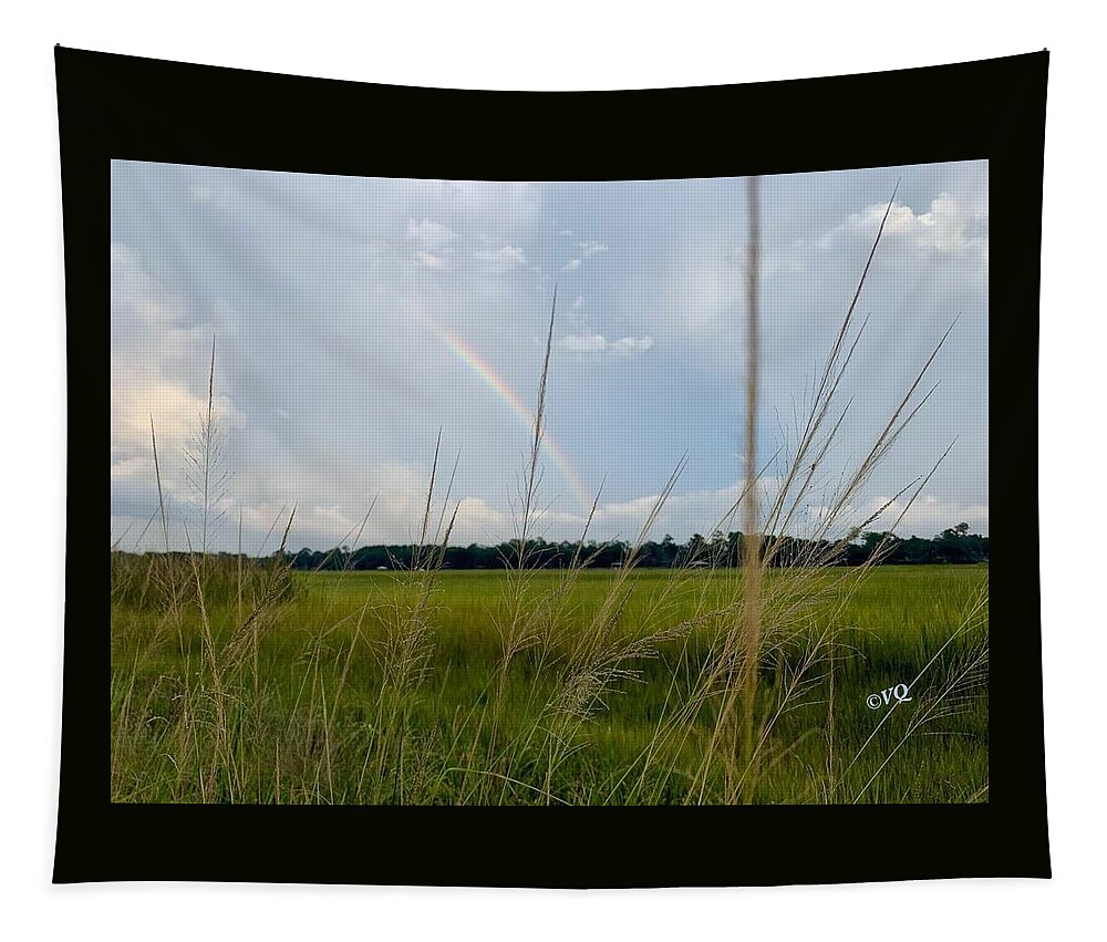 Rainbow Over Peaceful Meadow - Tapestry