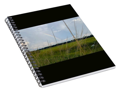 Rainbow Over Peaceful Meadow - Spiral Notebook