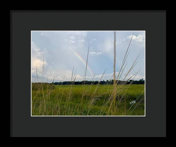 Rainbow Over Peaceful Meadow - Framed Print