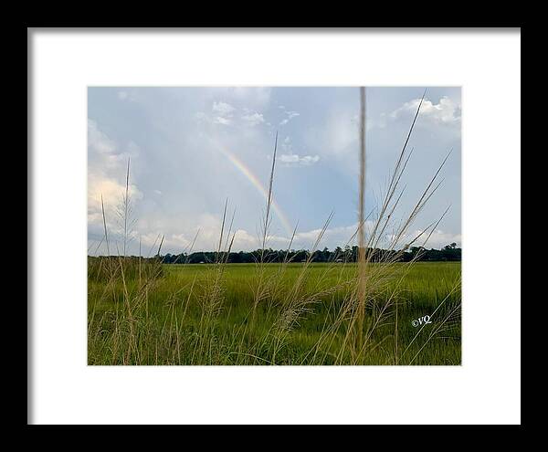 Rainbow Over Peaceful Meadow - Framed Print