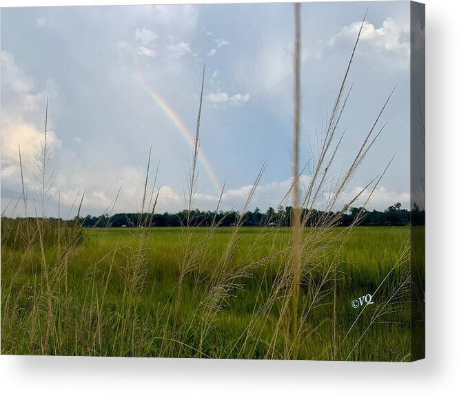 Rainbow Over Peaceful Meadow - Acrylic Print