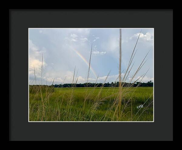 Rainbow Over Peaceful Meadow - Framed Print
