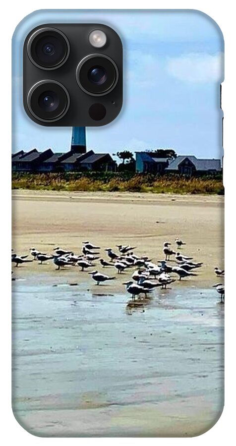 Seagulls on a Sandy Shoreline - Phone Case