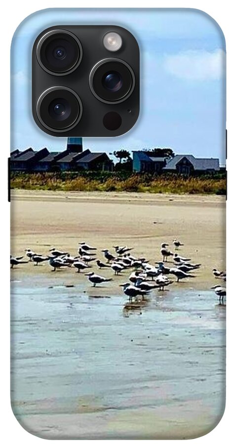 Seagulls on a Sandy Shoreline - Phone Case