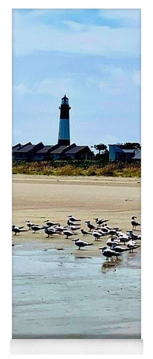 Seagulls on a Sandy Shoreline - Yoga Mat