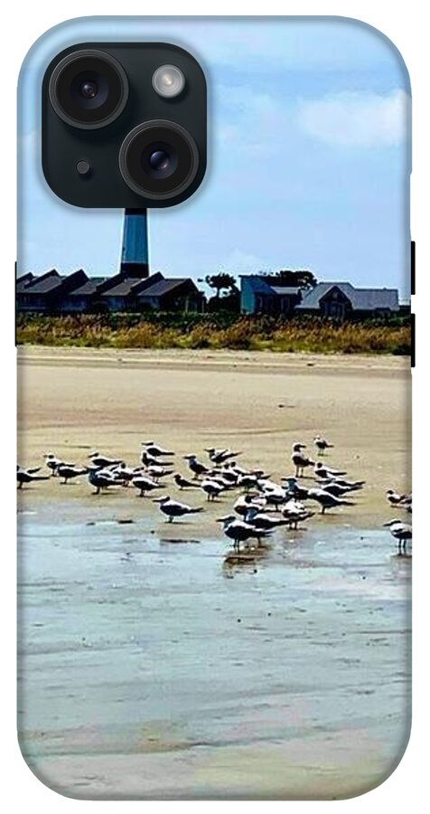 Seagulls on a Sandy Shoreline - Phone Case