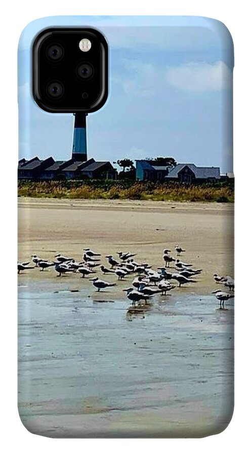Seagulls on a Sandy Shoreline - Phone Case