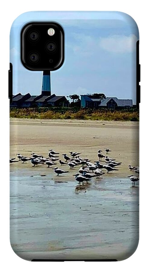 Seagulls on a Sandy Shoreline - Phone Case