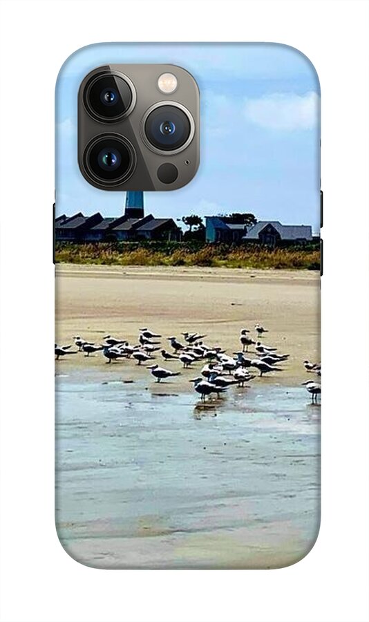 Seagulls on a Sandy Shoreline - Phone Case