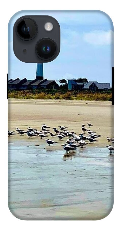 Seagulls on a Sandy Shoreline - Phone Case