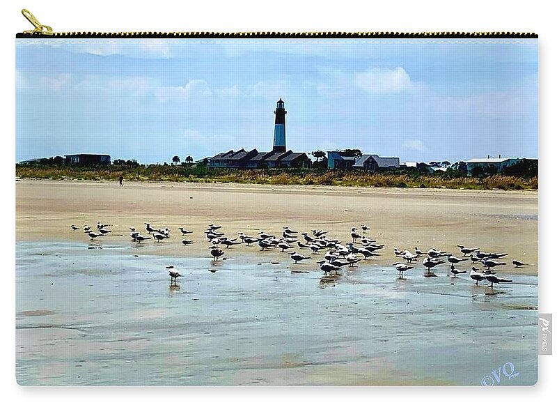 Seagulls on a Sandy Shoreline - Zip Pouch