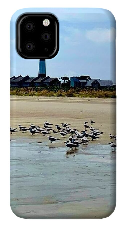 Seagulls on a Sandy Shoreline - Phone Case