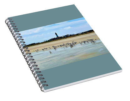 Seagulls on a Sandy Shoreline - Spiral Notebook