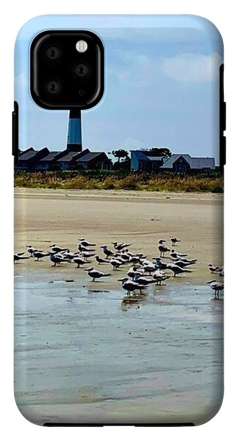 Seagulls on a Sandy Shoreline - Phone Case