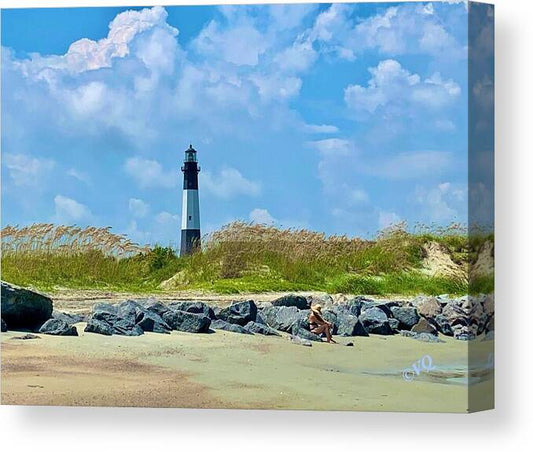 Serene Lighthouse by the Shoreline - Canvas Print