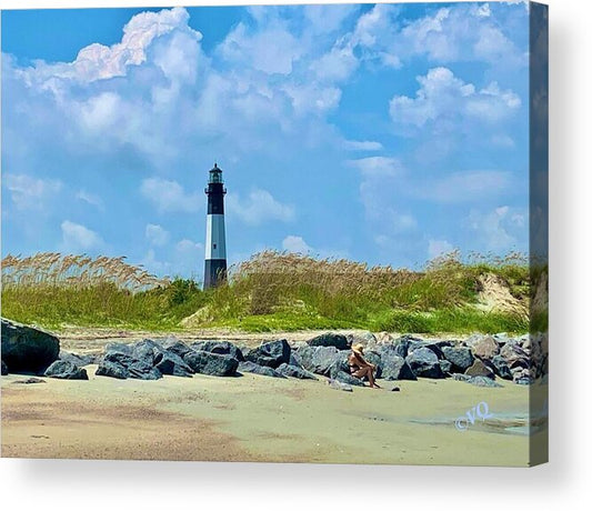 Serene Lighthouse by the Shoreline - Acrylic Print