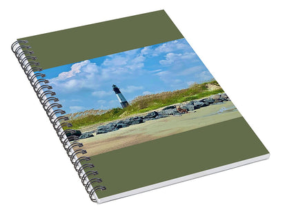 Serene Lighthouse by the Shoreline - Spiral Notebook