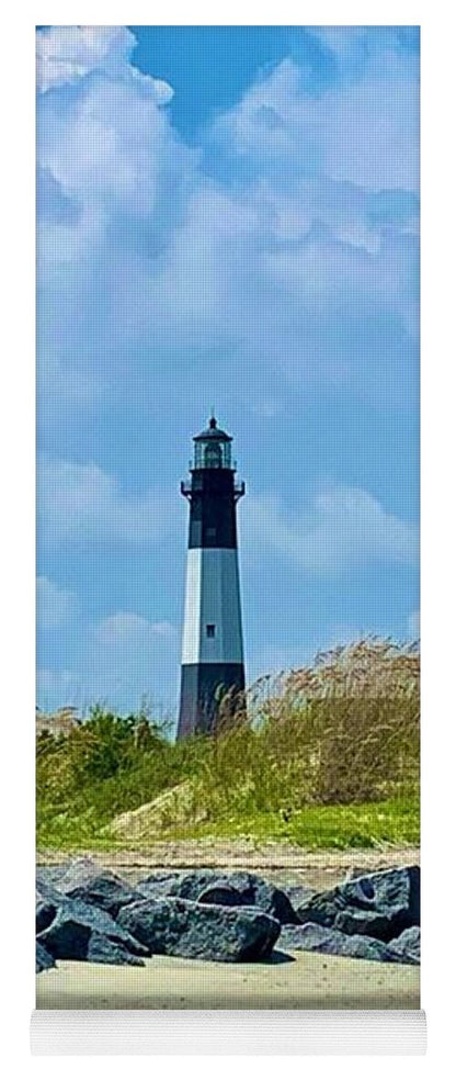 Serene Lighthouse by the Shoreline - Yoga Mat