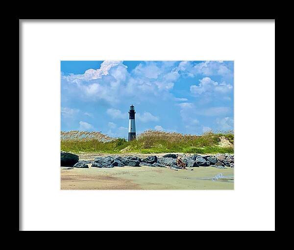 Serene Lighthouse by the Shoreline - Framed Print