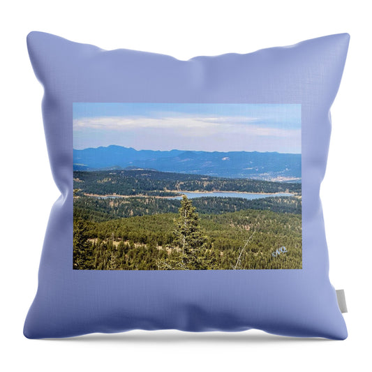 Serene Mountain Lake View - Throw Pillow