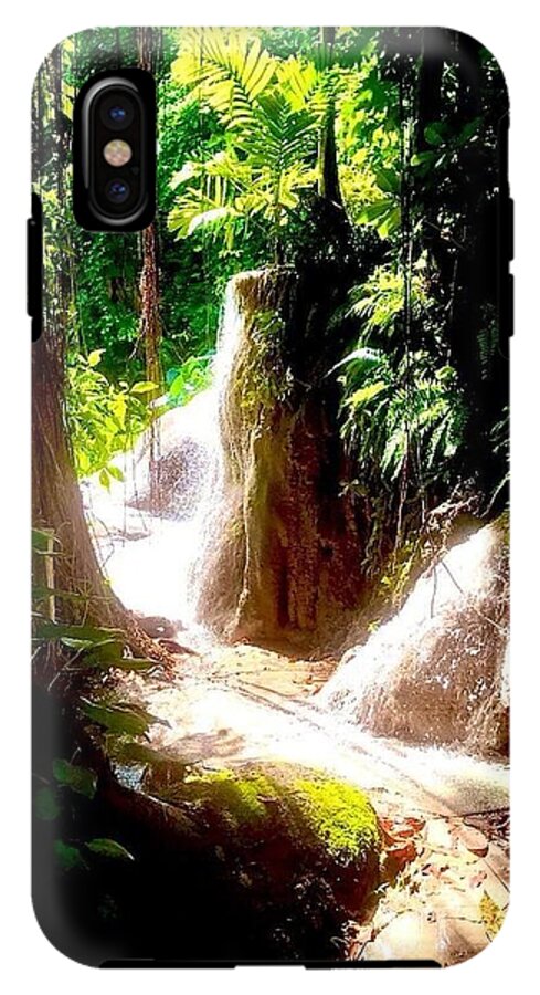 Sunlit Jungle Waterfall - Phone Case