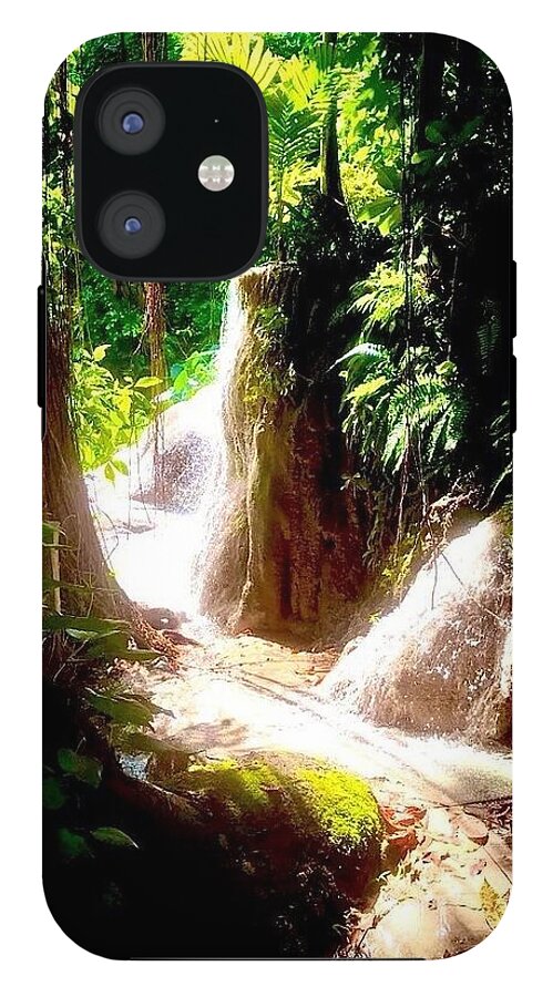 Sunlit Jungle Waterfall - Phone Case