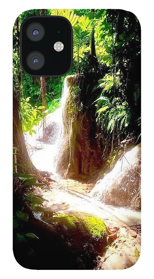 Sunlit Jungle Waterfall - Phone Case