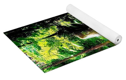Sunlit Jungle Waterfall - Yoga Mat
