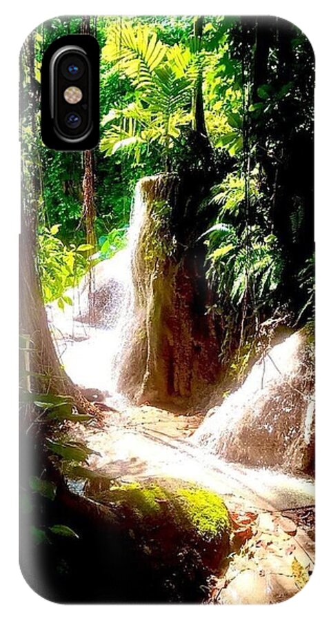 Sunlit Jungle Waterfall - Phone Case
