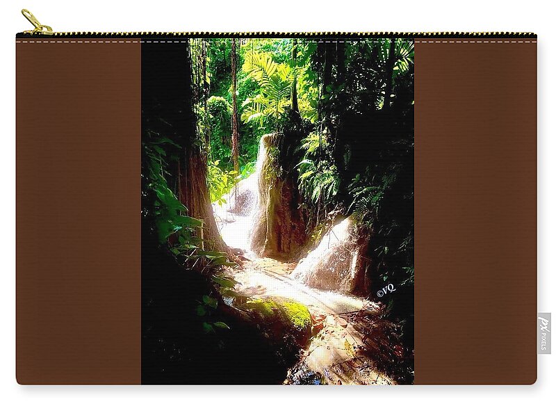 Sunlit Jungle Waterfall - Zip Pouch