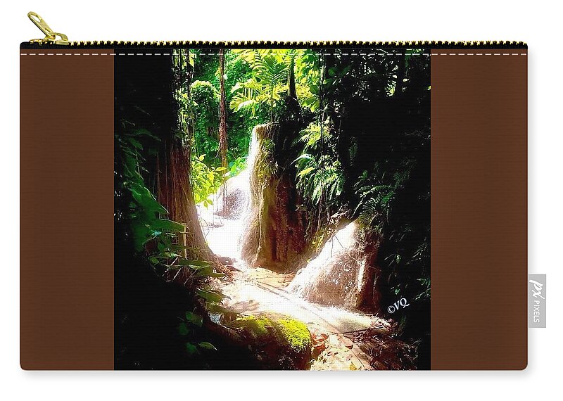 Sunlit Jungle Waterfall - Zip Pouch