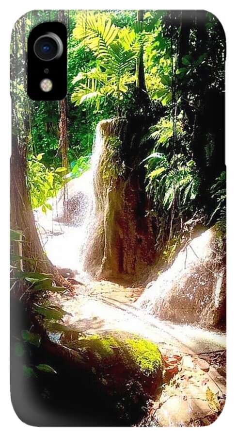 Sunlit Jungle Waterfall - Phone Case