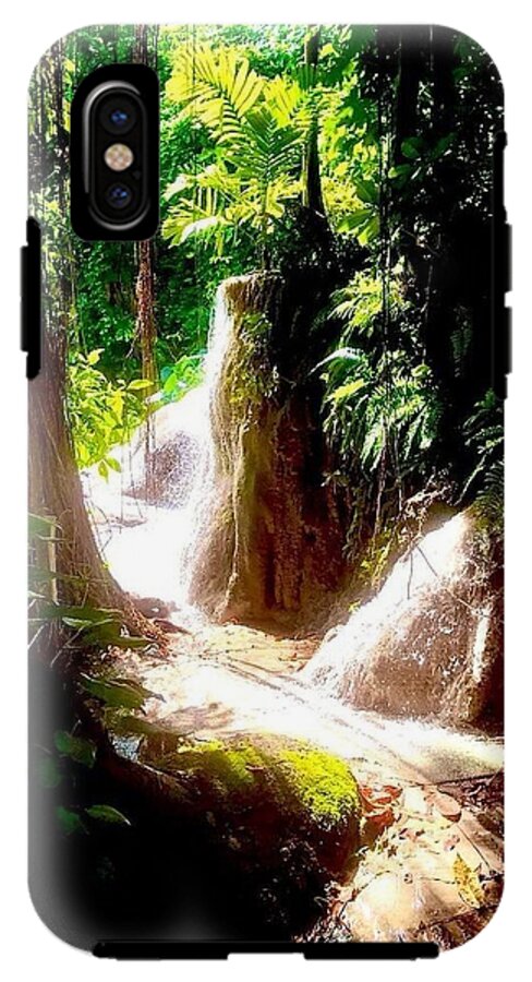 Sunlit Jungle Waterfall - Phone Case
