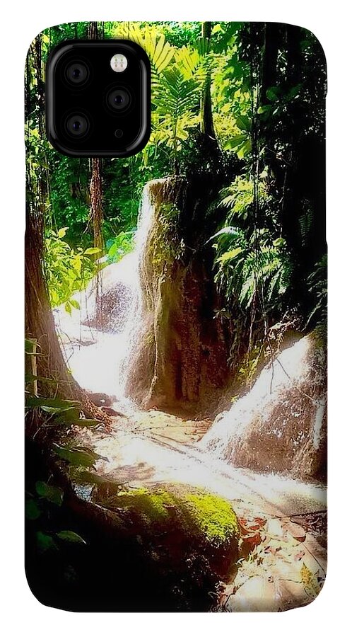 Sunlit Jungle Waterfall - Phone Case