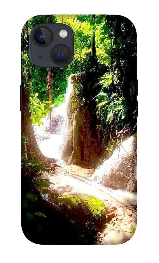 Sunlit Jungle Waterfall - Phone Case