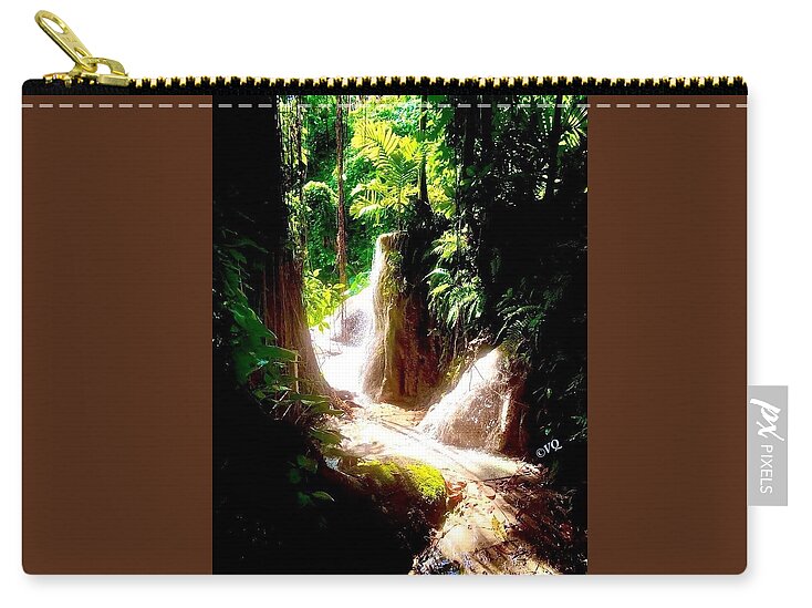 Sunlit Jungle Waterfall - Zip Pouch