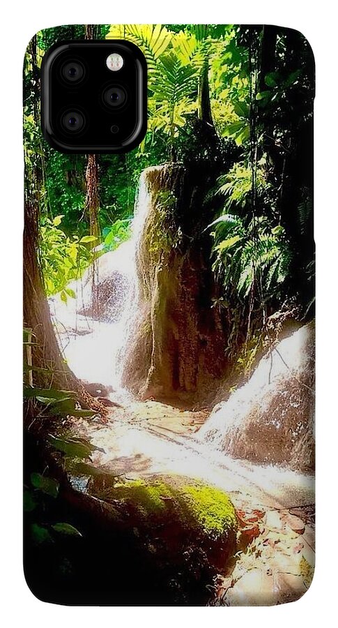 Sunlit Jungle Waterfall - Phone Case