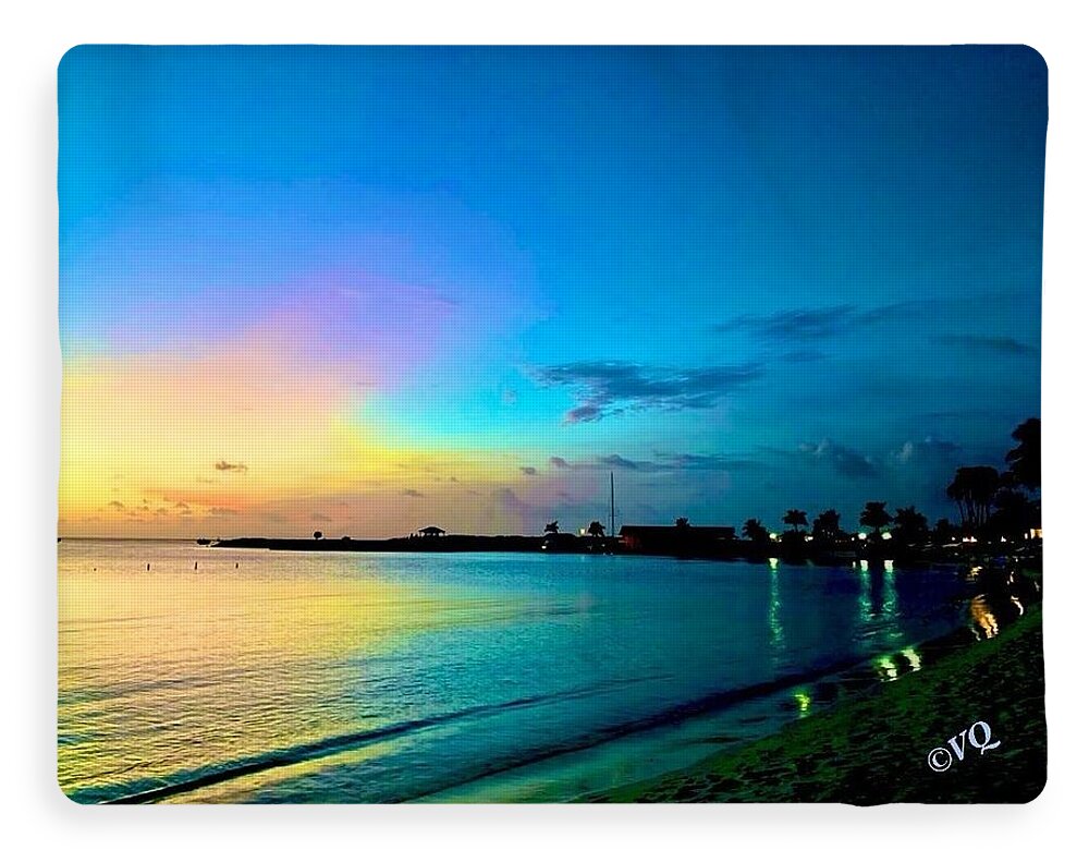 Tranquil Evening on Tropical Shore - Blanket