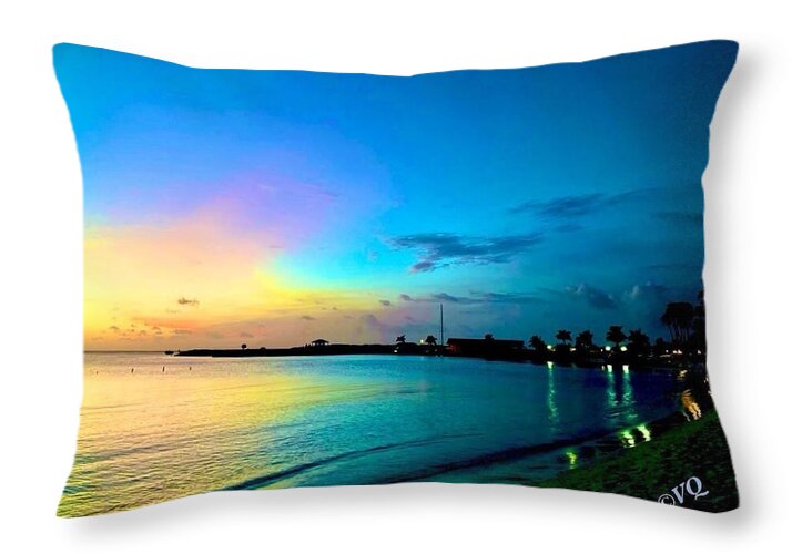 Tranquil Evening on Tropical Shore - Throw Pillow