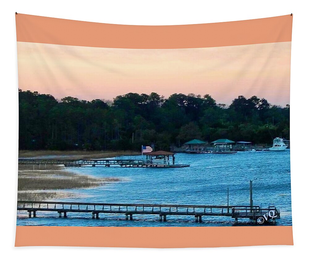 Tranquil Lakeside at Sunset - Tapestry
