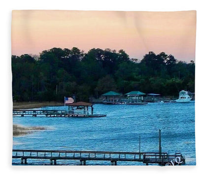 Tranquil Lakeside at Sunset - Blanket